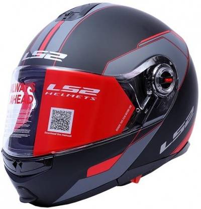 LS2 FF386 Midnight-Flip Up-Matt Black & Red-L Motorbike Helmet
