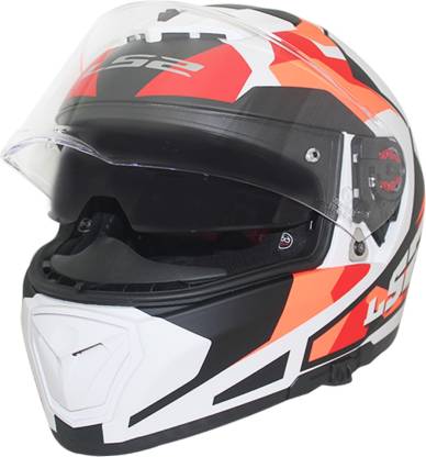 LS2 Helmet FF390-L Sergeant White Red Orange Matt With Smoke Goggle+Clear Visor Motorbike Helmet