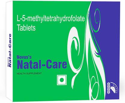 Novus-Natal-Care L-5-MTHF 800mcg Tablets (Veg) | Metabolically Active From of Folic Acid | L-5-Methyltetrahydrofolate Calcium Tablets - Vitamin B9 Methyl Folate Supplement 180 Tablets