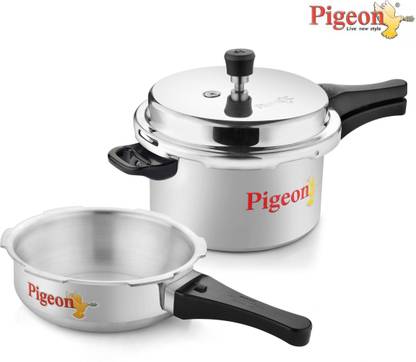 Pigeon Calida Combi 5 L, 3.5 L Outer Lid Induction Bottom Pressure Cooker & Pressure Pan