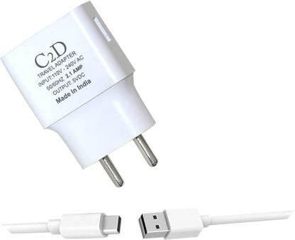 C2D 0.5 W 1 A Wall Charger for Mobile with Detachable Cable