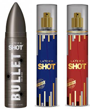 LAYER'R SHOT IMPERIAL FRAGRANT BODY SPRAY + SHOT PASSION FRAGRANT BODY SPRAY + SHOT BULLET RELOAD BODY PERFUME Deodorant Spray  -  For Men
