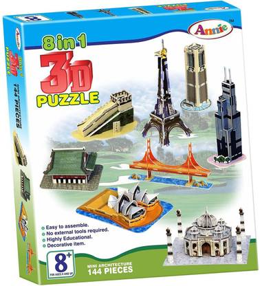 AKSHAT 3 D Puzzle DIY 8-in-1 Monuments Puzzle