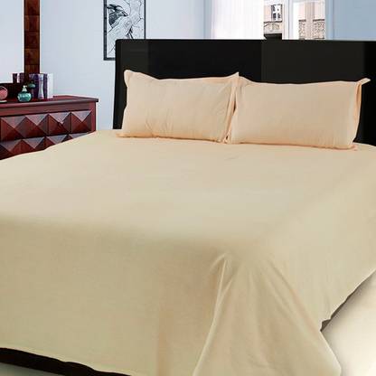 First Row 280 TC Cotton Queen Solid Flat Bedsheet