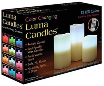 ZEVORA Luma Candles Candle (White, Pack of 3) Candle