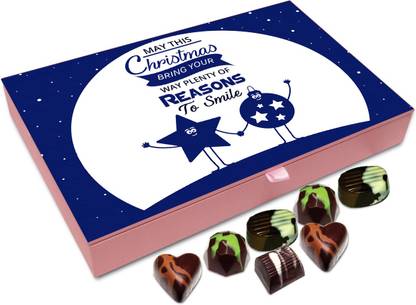 Chocholik Christmas Gift Box - May This Christmas Brings Your Way Plenty Of Reasons To Smile Chocolate Box - 12pc Truffles