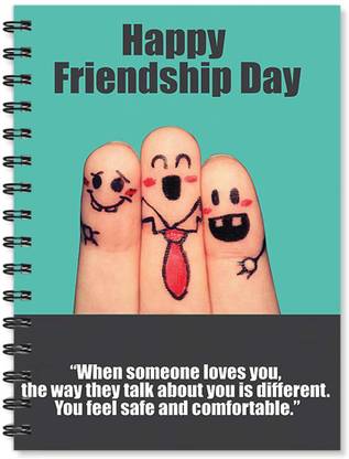 100yellow Notebook | Happy Friendship Day Quotes Printed | Designer Wire Bound Ruled Paper Sheets Personal and Office Stationary Notebooks Diary-A5 Size- Ideal Gift for Friend (Blue) A5 Notebook Ruled 170 Pages