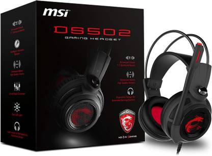 MSI DS502 Headset with Microphone, Enhanced Virtual 7.1 Surround Sound, Intelligent Vibration System Gaming Wired