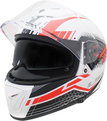 LS2 Helmet FF390-L Split White Red Matt With Smoke Goggle+Clear Visor Motorbike Helmet