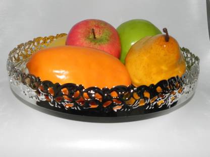 GIFT TREE German Silver Imported Round Jaali Work Plate Silver Plated Decorative Platter
