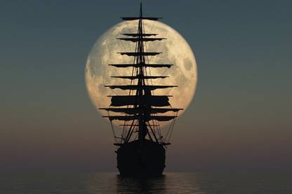 SAILING BY MOONLIGHT QUOTE Paper Print
