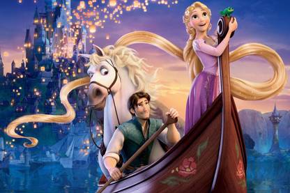 TANGLED BOAT SCENE CARTOON POSTER Paper Print