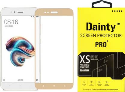 Dainty Tempered Glass Guard for Mi A1 (Gold Colour, Full Screen Edge to Edge Glass)