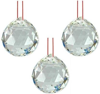 AIR9999 LOT of 3 FENG SHUI HANGING WHITE CRYSTAL BALL ( 40 mm ) Decorative Showpiece  -  4 cm