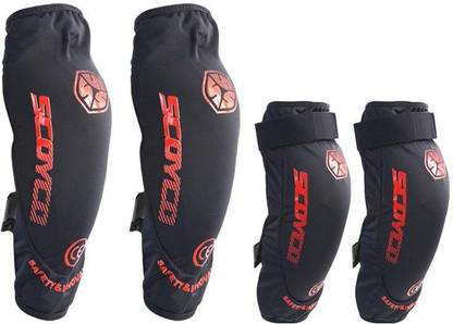 SCOYCO Knee Guard, Elbow Guard Free Black, Red