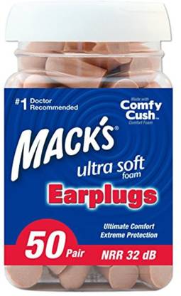 Mack's Ultra Soft Foam Earplugs, 50 Pair - 32dB Highest NRR, Comfortable ear plugs for sleeping, snoring, work, travel and loud events Ear Plug