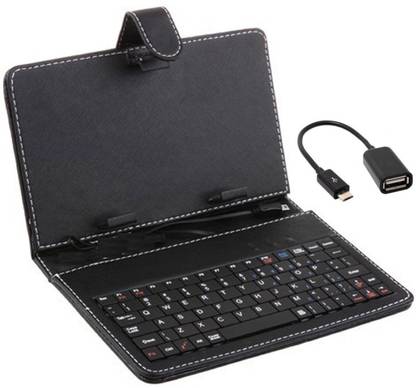 Techvik Combo Of OTG Cable And 7" Inch Android Wired USB Standard Tablet Keyboard Compatible with Desktop, Laptop, Tablet, iPad, Mac