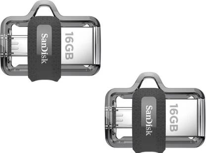SanDisk OTG 3.0 Ultra Dual Drive (Pack Of 2) 16 GB Pen Drive Compatible with Netbook, Desktop Computer, Mobile, Audio Player, Television, Laptop USB 3.0 Metal Case