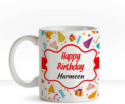 HUPPME Happy Birthday Harmeen name coffee mug Ceramic Coffee Mug