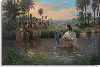alma baptizing in the waters of mormon Paper Print