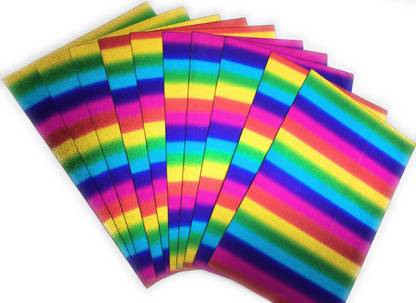 puffy rainbow color Art & Craft Sticker Glitter Foam Sheet Paper - A4 Size Set of 10 Sheets