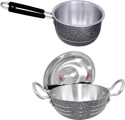 bartan hub Kadhai and saucepan set (kadhai 2500 ml , 1000 ml) Cookware Set