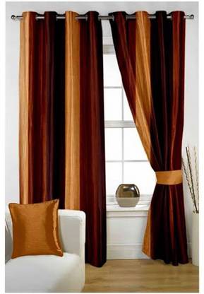 Panipat Textile Hub 274.32 cm (9 ft) Polyester Semi Transparent Long Door Curtain (Pack Of 2)