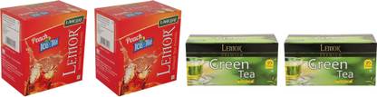 Lemor Combo Pack of 2 Peach Ice Tea (10 sachet) & 2 Pack of 25 Ginger Tea Bags Box