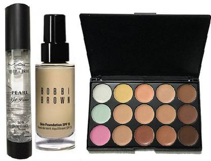 M.A.C Face Primer , 15Shades Concealer Palette with Bobbi Brown Foundation
