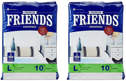 FRIENDS PREMIUM UNDERPADS ( SHEETS FOR LAYING ON BED ) SIZE 60 X 90 CM, SET OF 2 PACKS Adult Diapers - L