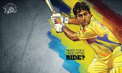 Dhoni Helicopter Shot - Cricket Poster for Home & Office Fine Art Print
