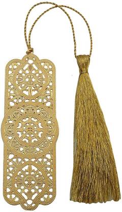 Skywalk Art & Craft Metal Bookmark with Tassel,Pendant Charm, School Supplies Page Holder Charm - Golden Color Bookmark Bookmark
