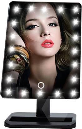 24x7 Unique Portable LED Touch Screen Makeup Mirror 20 LEDs Lighted Make-up Cosmetic Mirror Adjustable Vanity Tabletop Countertop Bathroom Mirror (Black) Lighted Mirror