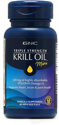 GNC Triple Strength Krill Oil Mini 220 mg of highly absorbable EPA/DHA Omega3s