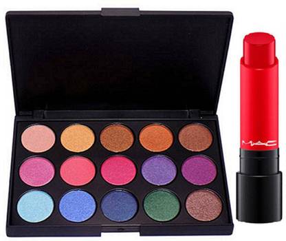 M.A.C 15 shades eyeshadow palette with liptensity lipstick