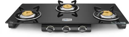 Hotsun Ozone 3 Burner Glass Top Glass, Stainless Steel Manual Gas Stove