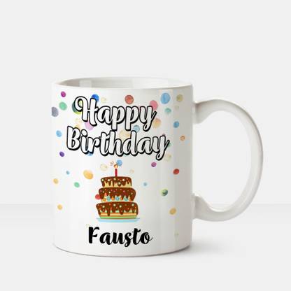 HUPPME Happy Birthday Fausto Printed Coffee White Ceramic Coffee Mug