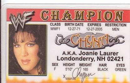Signs4Fun Chyna Aka Joanie Laurer Novelty Drivers License Fake I.D. Identification For The Wwf Wcw Wwe Fan