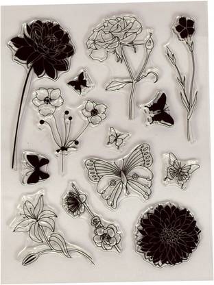 वर्धमान Clear Rubber stamp Big Size ,Rose Design,used in textile & block printing, card & scarpbook making