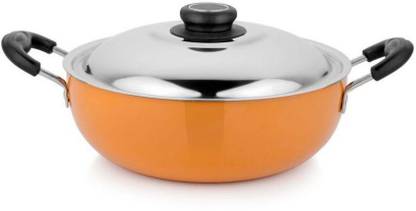 Madhu Madhu Hard Anodised Deep Kadai 2.5Ltr With Stainless Steel Lid Non-Stick Coated Cookware Set
