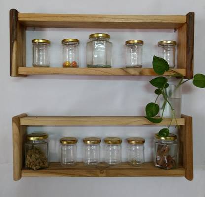 PeachCherry PeachCherry Spice Rack (2 Racks) Wooden Wall Shelf