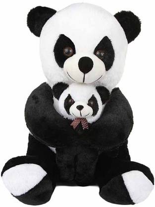 Teddy GiftEE Sitting Panda with Baby - 55 cm (Black, White)  - 55 cm