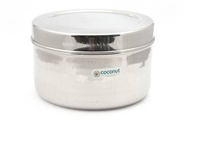 COCONUT Stainless Steel Hammered Betha Dabba  - 2000 ml स्टील मसाले का डब्बा