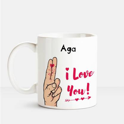 HUPPME I Love you Aga printed personalized coffee mug Ceramic Coffee Mug