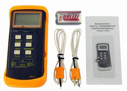 BALRAMA 5 Digits Display -50 °C to +1300 °C Two Way External K-Type Sensor Temperature Probe Dual 2 Channel Thermocouple Sensor for High Temperature Measurements with LCD Display + Higher Resolution (up to 0.1 °C / 0.1 °F) + Higher Accuracy (up to ±0.1 °C) Professional 6802 II Digital Thermometer