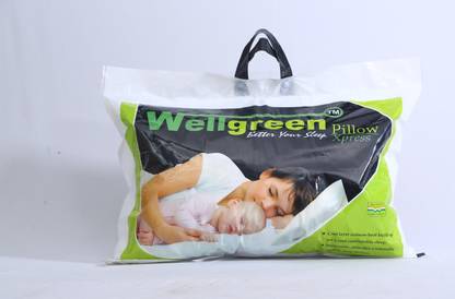 Wellgreen Polyester Fibre Sleeping Pillow Pack of 1 Solid