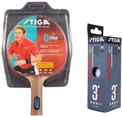 Stiga Combo Of Two, One 'Orion' Table tennis Racquet and One 'Perform 40+' Ping Pong Ball Box (pack of 3)- Table Tennis Kit