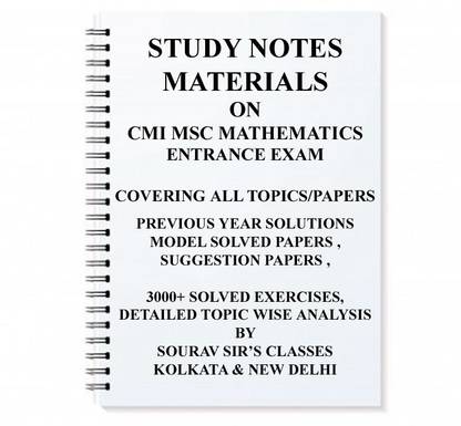 Study Material For Cmi Msc Mathematics With Topic Wise Analysis +20 Model Solved Papers+ Previous Year Solution Notes Books