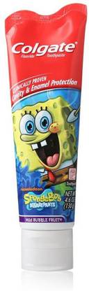 Colgate Fluoride Toothpaste 130g (4.6oz) - Mild Bubble Fruit (SpongeBob Squarepants) Toothpaste