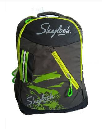 Must Visit Skylook back pack Black and Green Waterproof School Bag